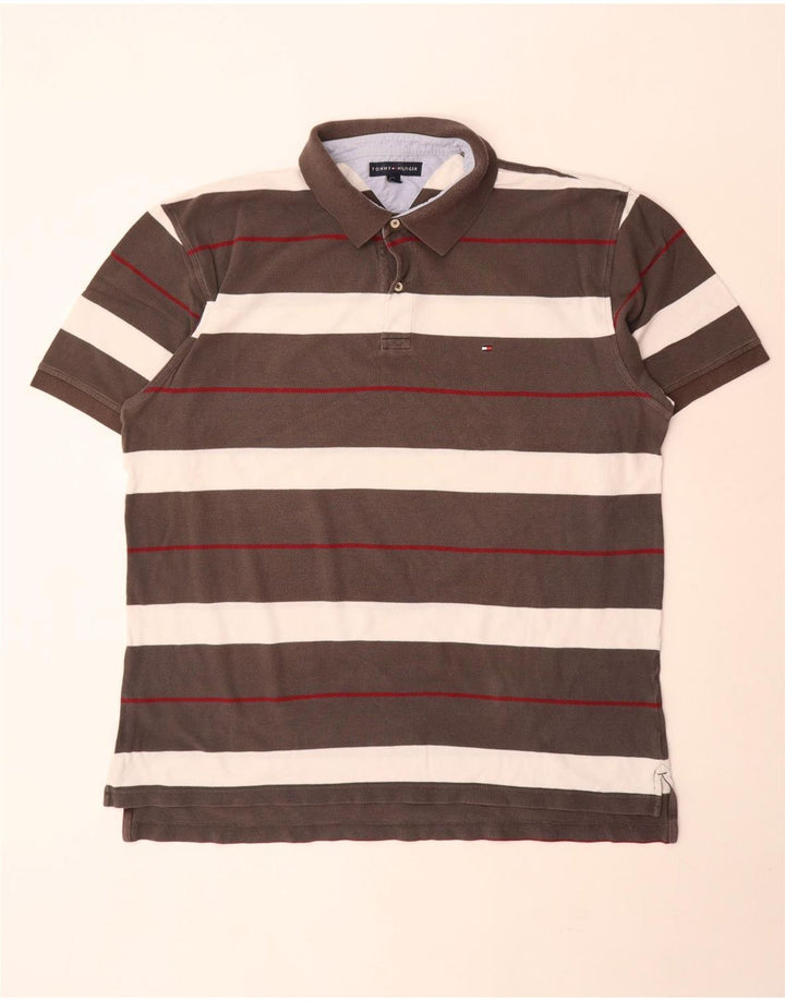 Tricou polo Tommy Hilfiger pentru bărbați 2XL, gri cu dungi