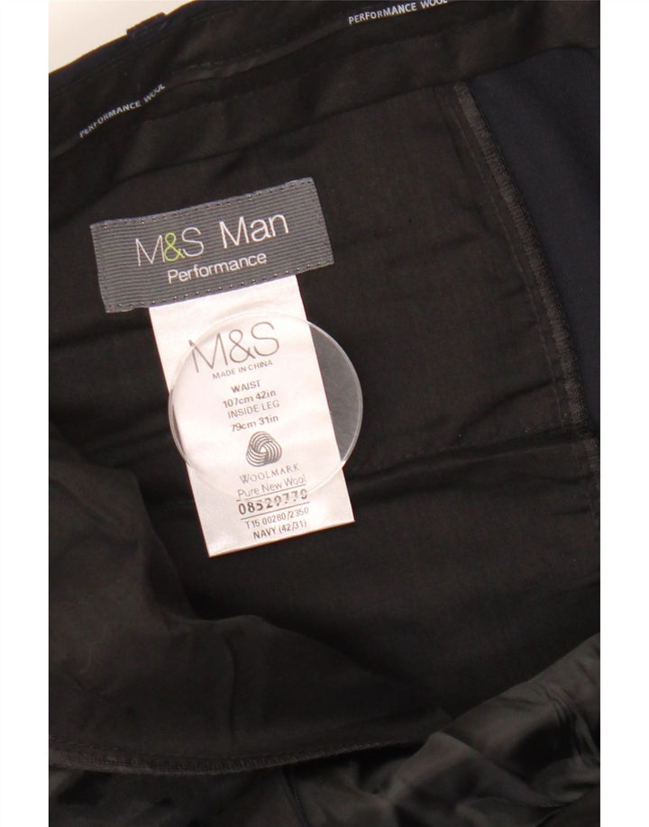 MARKS & SPENCER Pantaloni drepți de performanță pentru bărbați L42 L31 bleumarin