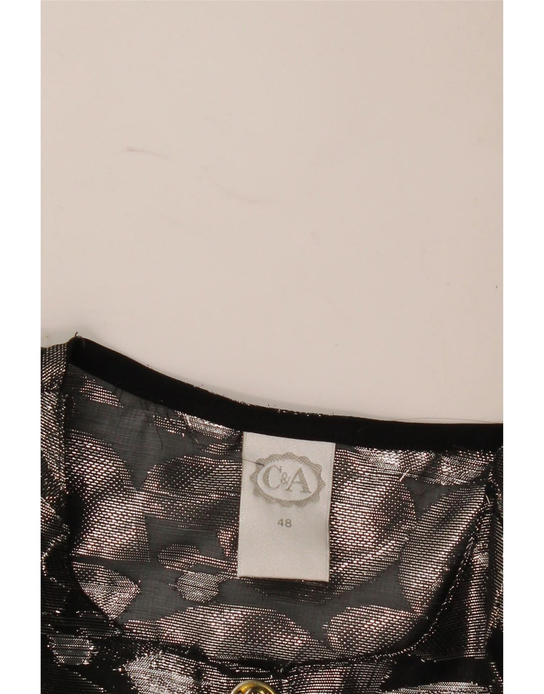 Bluză cămașă cu mânecă scurtă pentru femei C & A cu model abstract IT 48 XL argintiu