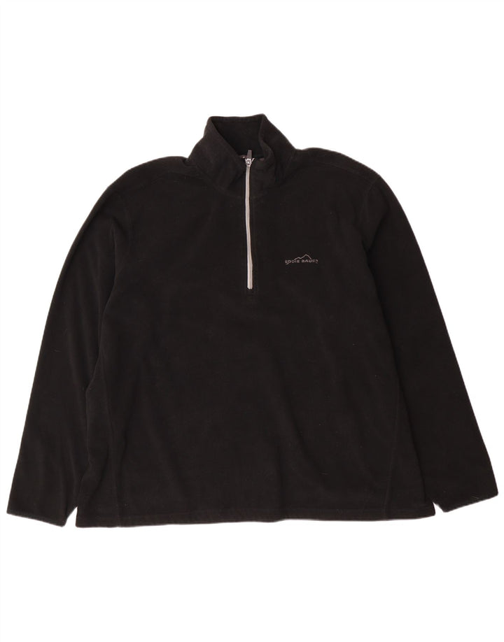 Pulover pentru bărbați Eddie Bauer, cu fermoar și gât, poliester negru 2XL