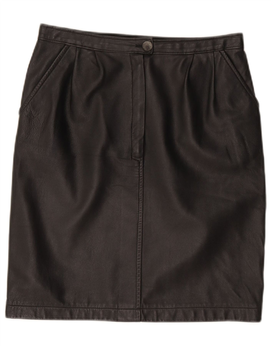 Fustă din piele pentru femei vintage W28 Mărime medie Negru