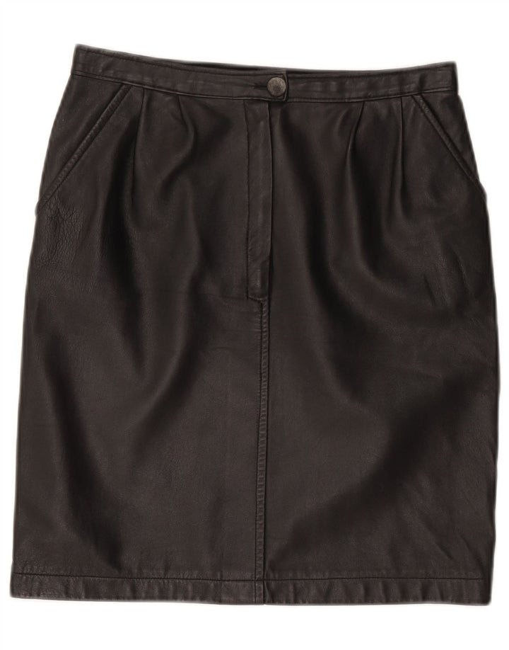 Fustă din piele pentru femei vintage W28 Mărime medie Negru