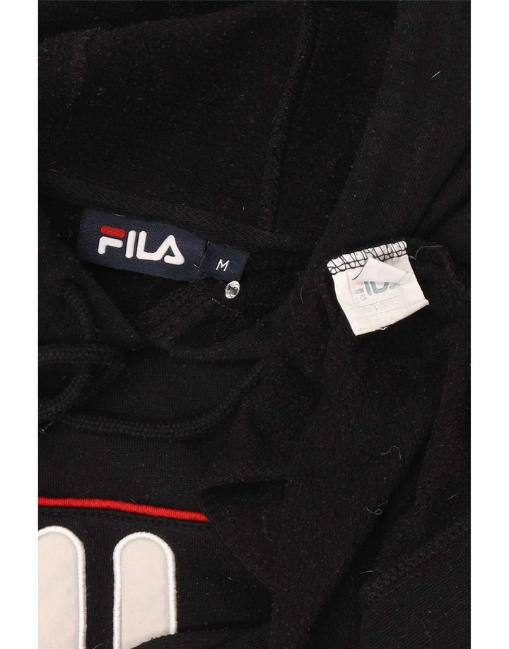 Pulover Fila pentru bărbați cu capota cu grafică, poliester cu dungi negre medii