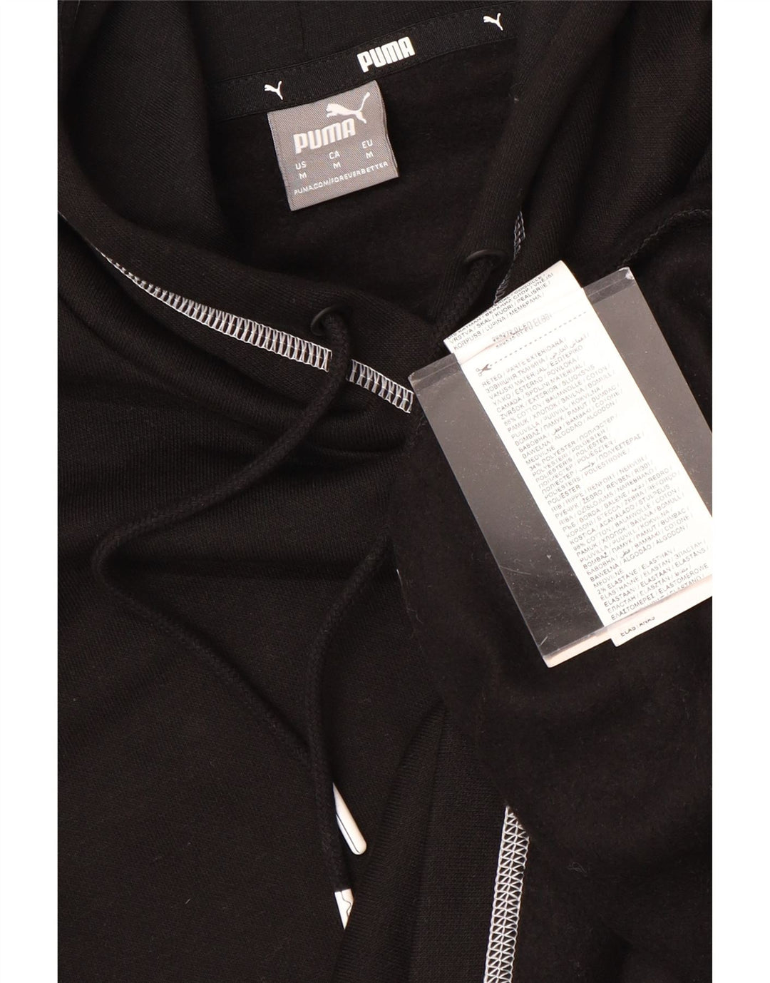 Pulover PUMA pentru femei, supradimensionat, cu capota, UK 14, bumbac mediu negru