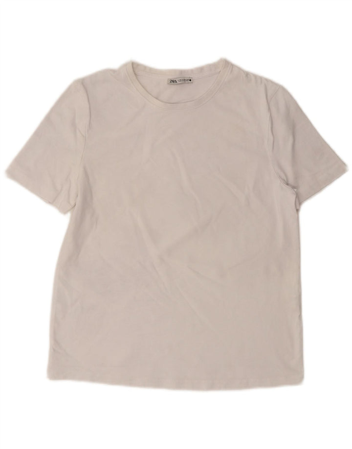 Tricou pentru femei Zara UK 14 Bumbac alb mediu