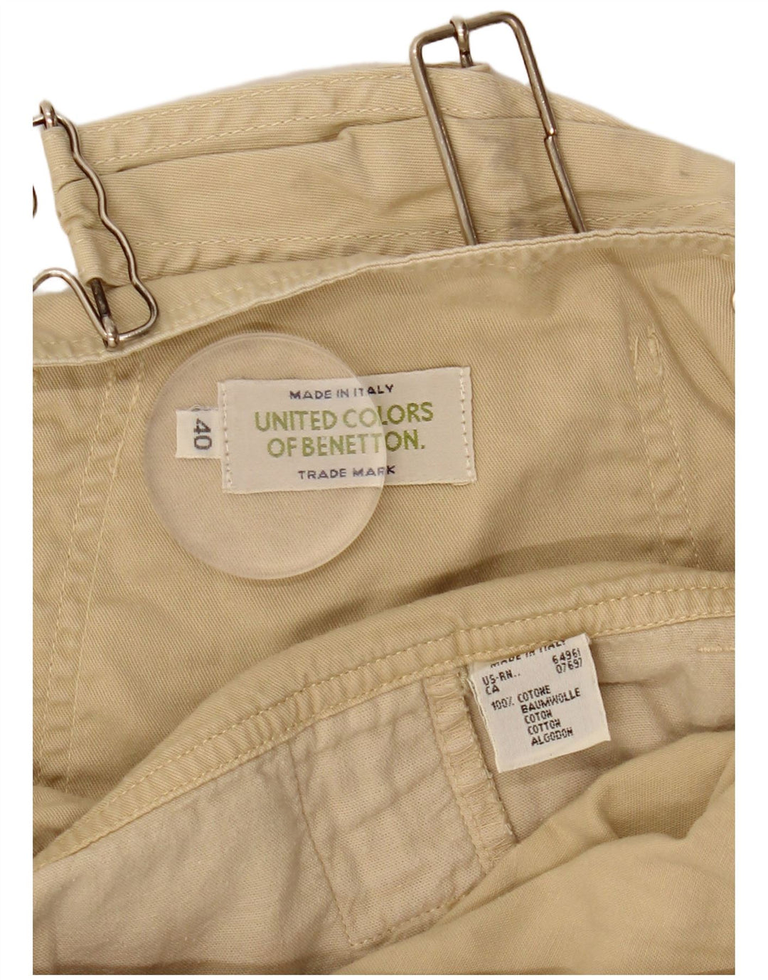 BENETTON Pantaloni scurți pentru damă IT 40 Small W26 Bej Bumbac