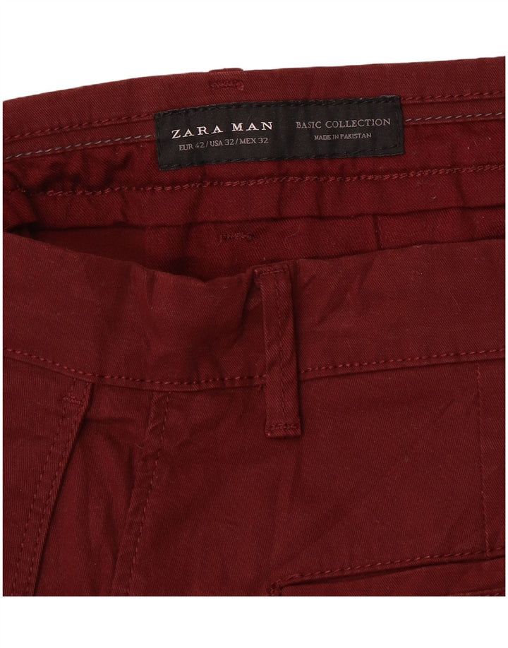 Pantaloni chino slim pentru bărbați Zara EU 42 Medium L32 L30 Maroon