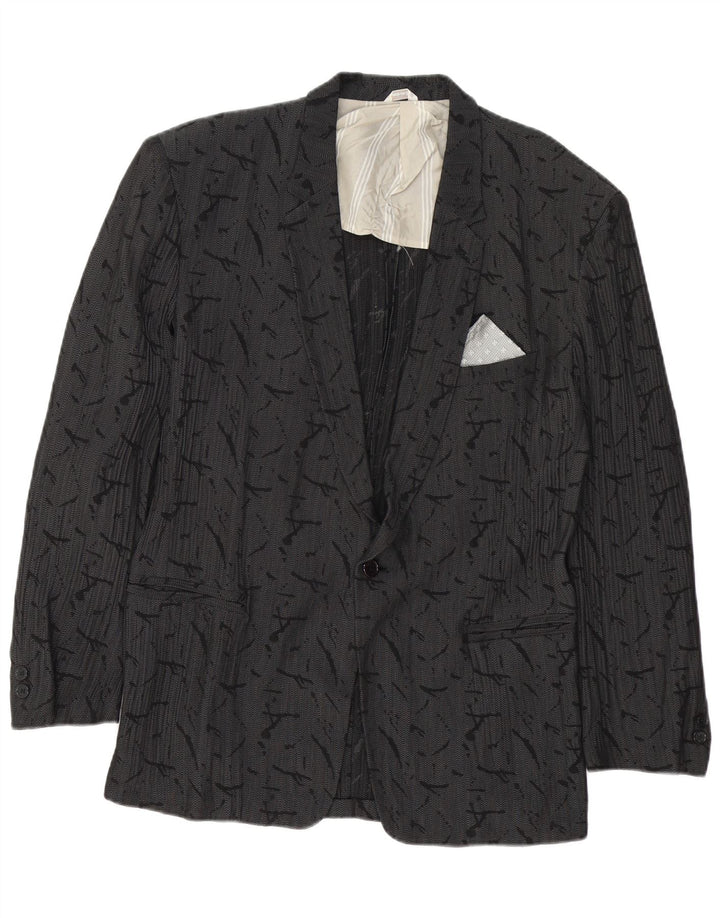 Dei Filzi Jachetă pentru bărbați cu model abstract cu 1 nasture IT 46 Small Gri