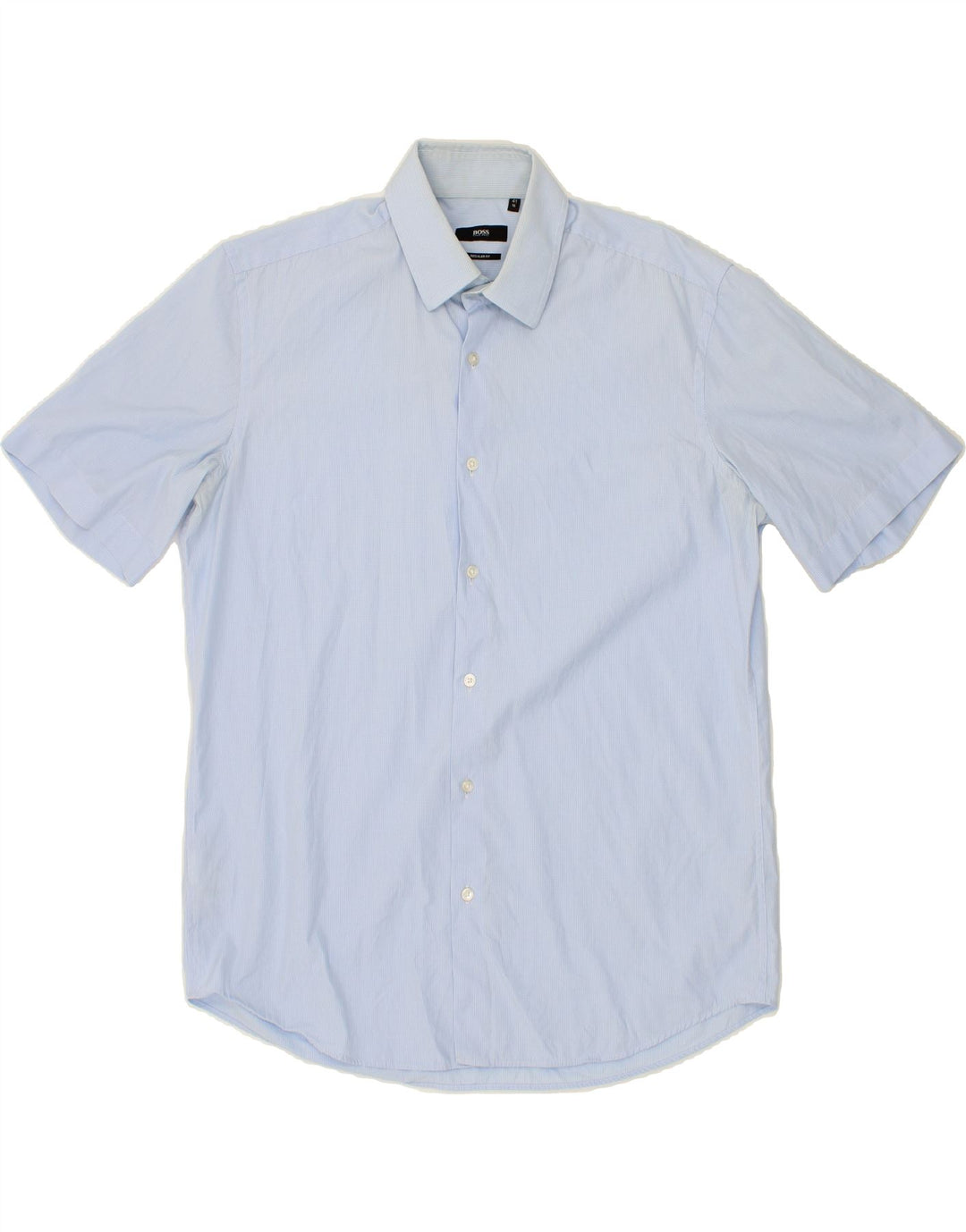 HUGO BOSS Mens Regular Fit Short Sleeve Shirt Size 41 16 Large Blue Check Vintage Hugo Boss and Second-Hand Hugo Boss from Messina Hembry 