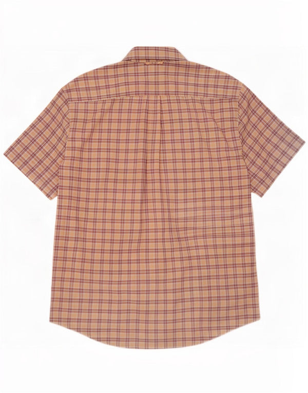 Cămașă pentru bărbați Tommy Hilfiger cu mânecă scurtă, mare, bej, cu carouri din bumbac