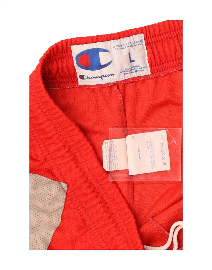 Pantaloni scurți sport grafic Champion pentru bărbați, mari, roșii, din poliester
