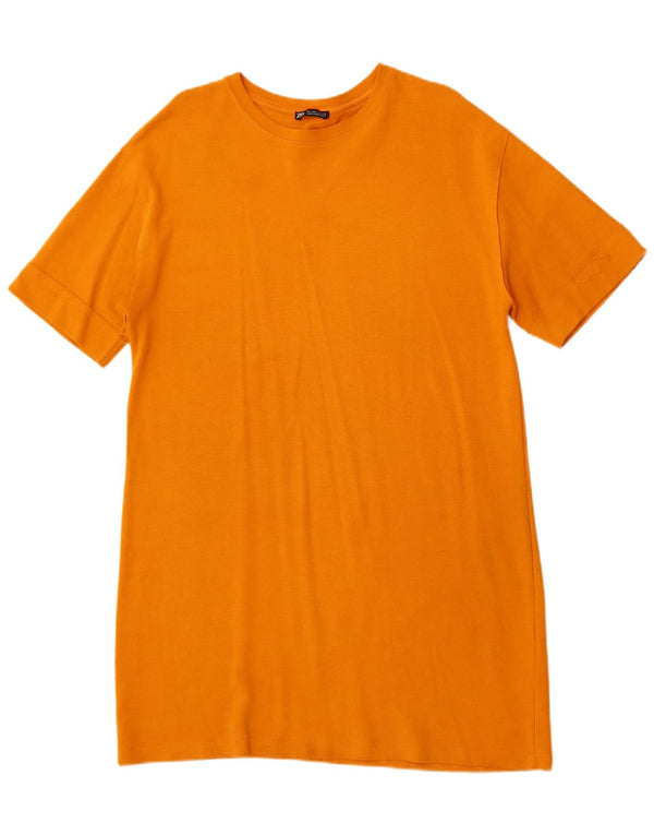 Rochie tricou pentru femei Zara UK 16 mare bumbac portocaliu