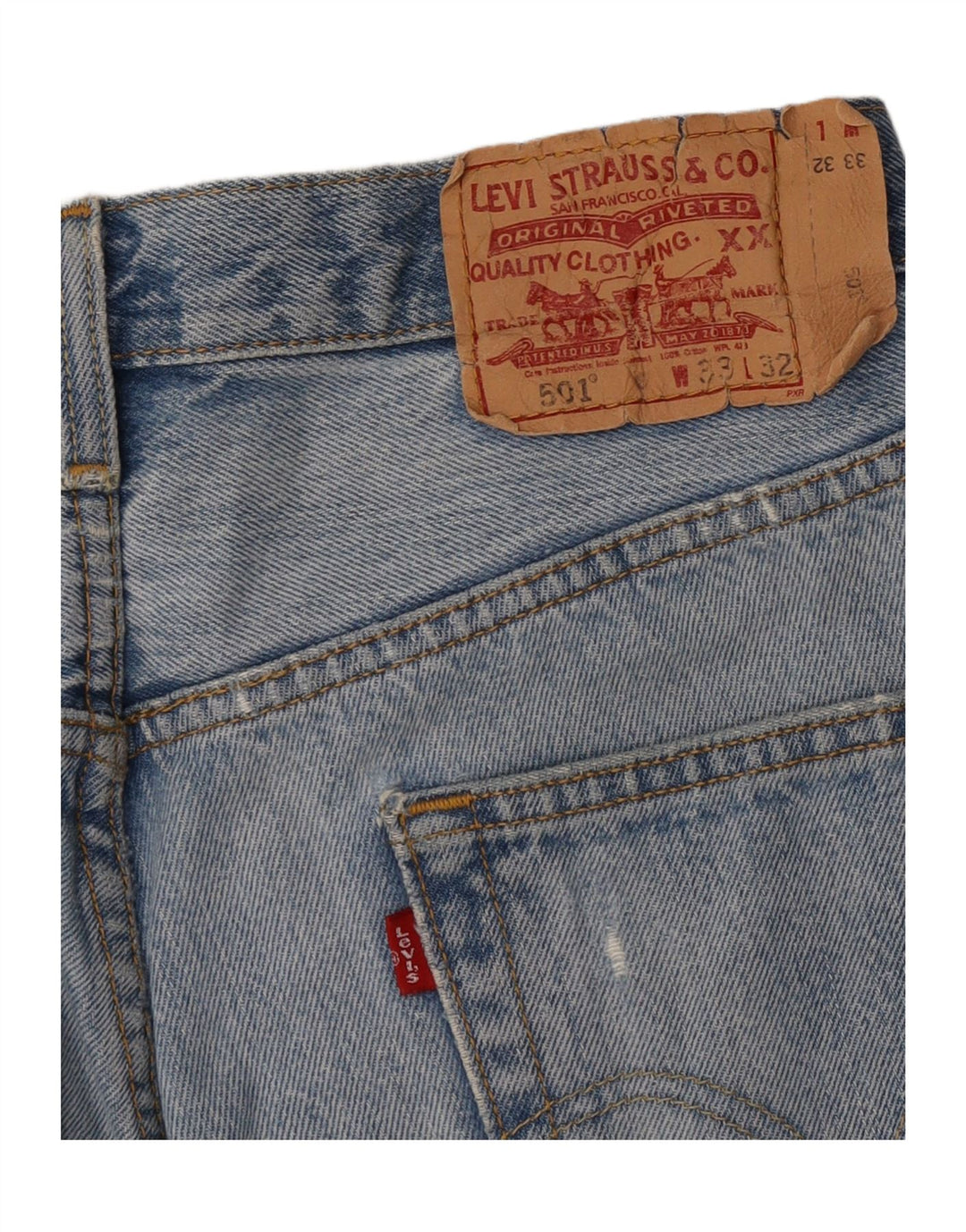 Fusta Levi's 501 Distressed Denim W33 Large Blue