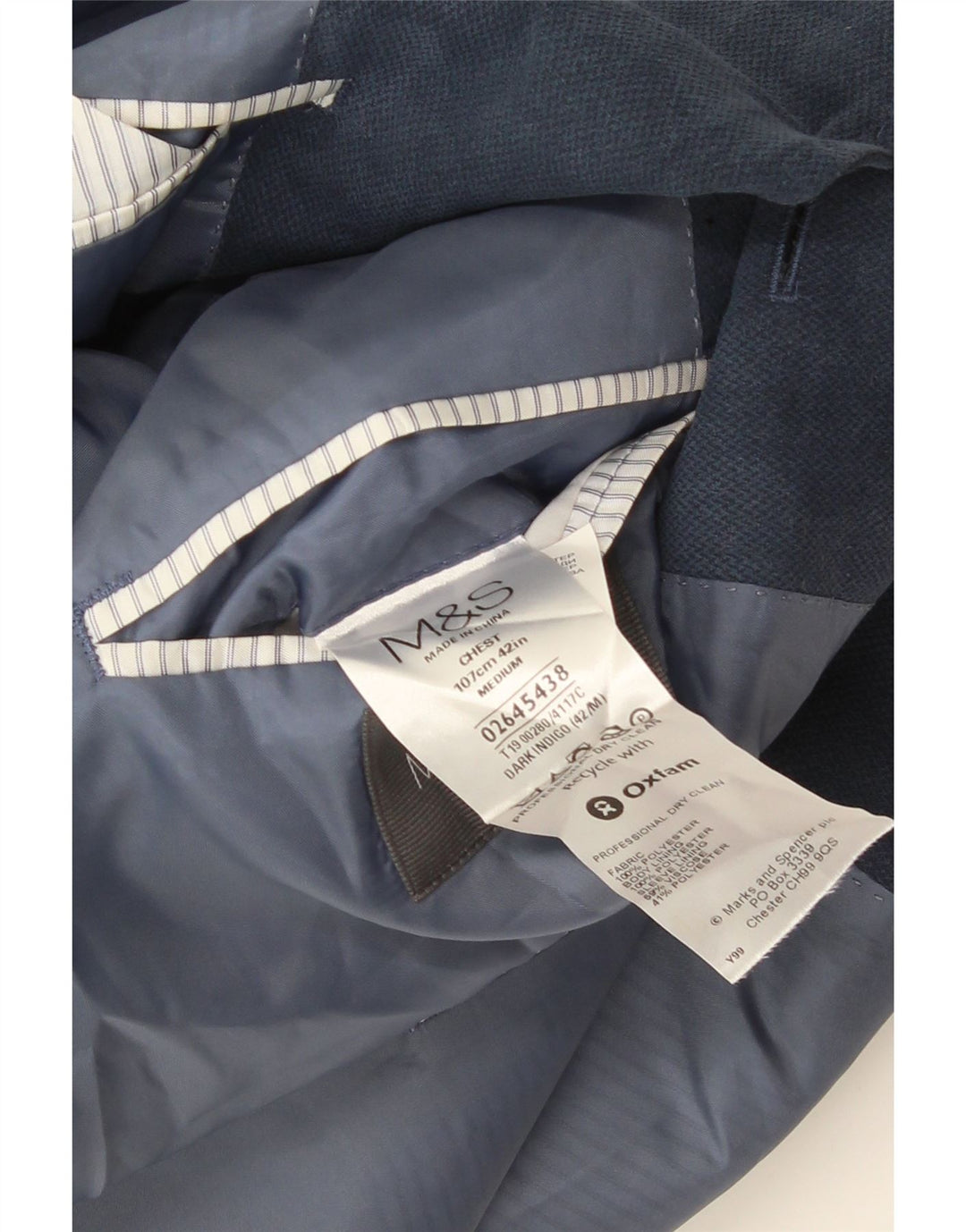 Jachetă pentru bărbați Marks & Spencer cu 2 nasturi, UK 38, poliester albastru mediu