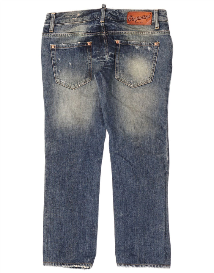 Dsquared Blugi Distressed drepte pentru femei IT 44 Medium L30 L27 Bumbac albastru