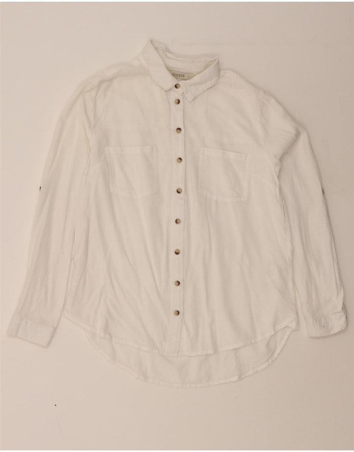OASIS Womens Denim Shirt UK 8 Small White Cotton Vintage Oasis and Second-Hand Oasis from Messina Hembry 