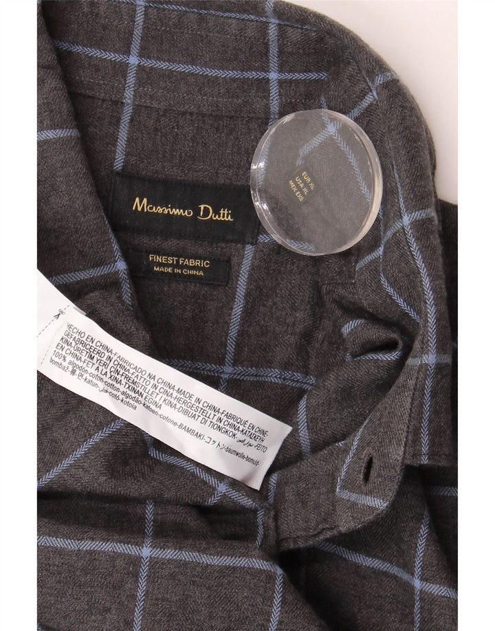 Cămașă de flanel pentru bărbați MASSIMO DUTTI XL, bumbac cu carouri gri