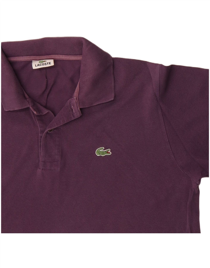 Tricou polo pentru bărbați LACOSTE cu mânecă lungă din bumbac violet mediu
