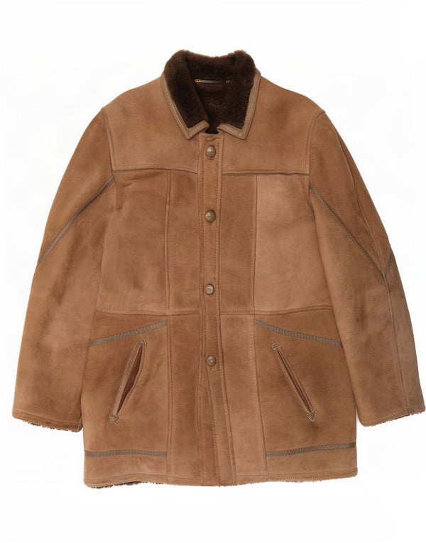 Jachetă vintage pentru bărbați din shearling IT 48 Maro Mediu