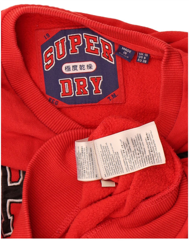 Pulover supradimensionat cu grafic pentru femei Superdry UK 10 Bumbac roșu mic