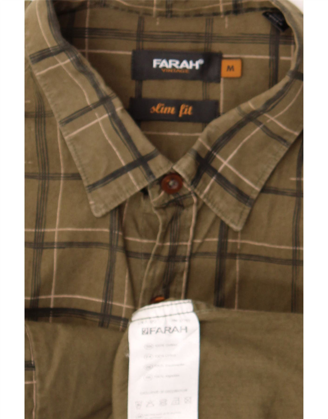 Cămașă de flanel pentru bărbați Farah, bumbac cu carouri verde mediu