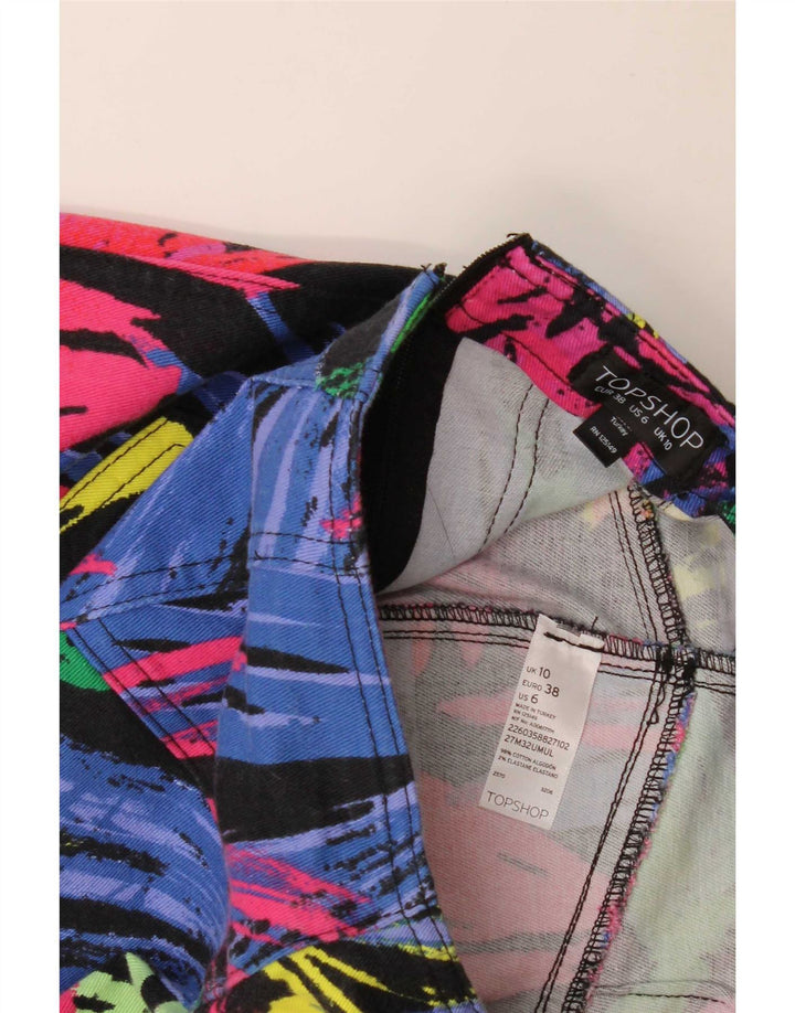 Fusta mini cu model abstract pentru femei Topshop UK 10 Small W27 Multicolor