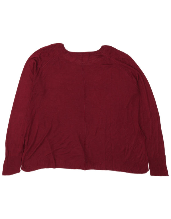 Pulover pentru femeie Zara, cu gât de barcă, UK 18 XL, viscoză burgundă