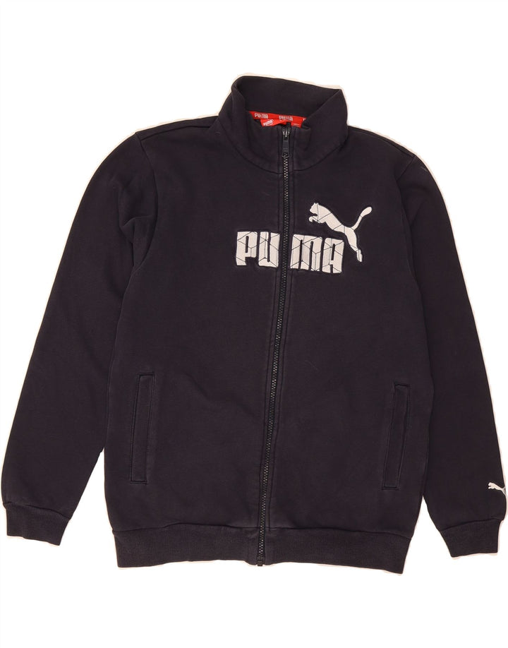 PUMA Boys Graphic Tracksuit Top Jacket 11-12 Years Navy Blue Cotton Vintage Puma and Second-Hand Puma from Messina Hembry 