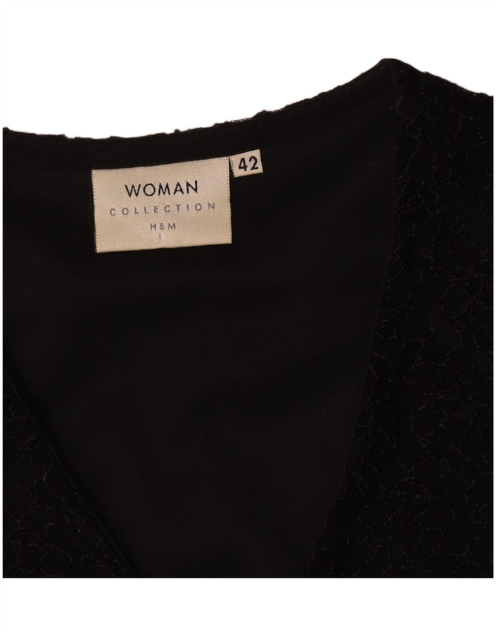 Bluză cămașă pentru femei H&M IT 42 Medium Black Floral Nylon