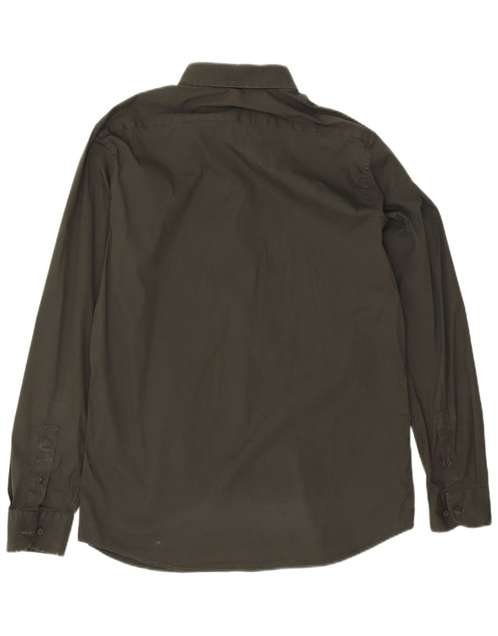 Cămașă Massimo Dutti pentru bărbați, bumbac verde mare