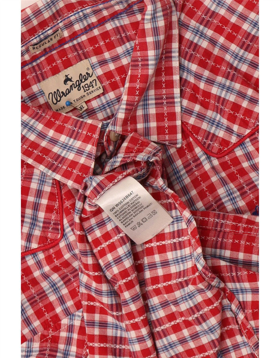 Cămașă Wrangler pentru bărbați, cu formă regulată, XL, bumbac cu carouri roșii