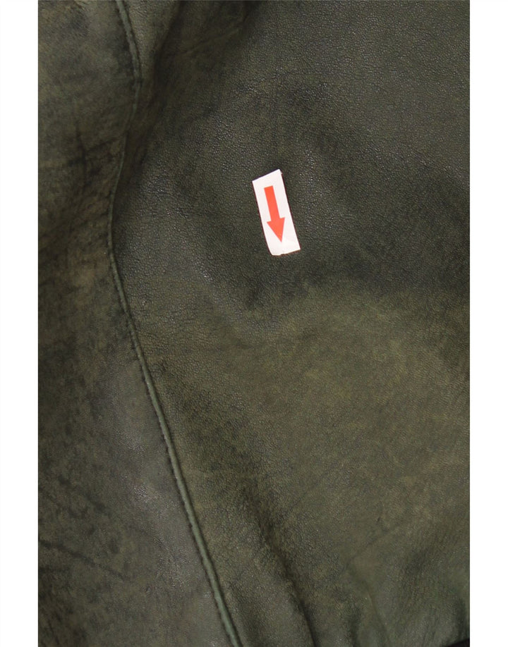 Jachetă de piele vintage pentru bărbați UK 46 3XL Green Check Leather