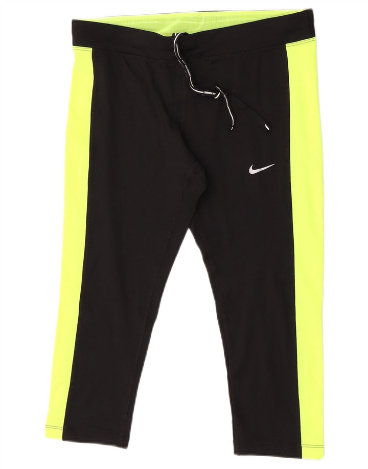 Pantaloni de trening Nike Dri Fit Capri pentru femei UK 14 Medium Black Colorblock