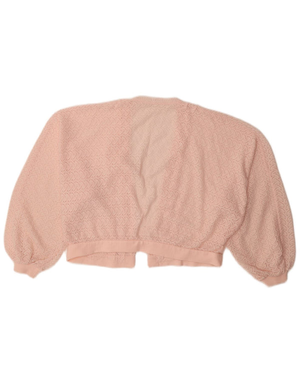 Pulover cardigan bolero vintage pentru femei cu mâneci 3/4, UK 16, mare, roz