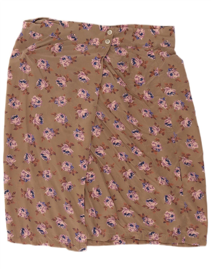 Fusta W34 Vintage pentru femei, mare, bej, florală