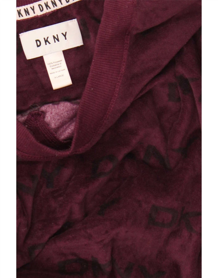 Dkny Top grafic pentru femei cu mânecă lungă UK 18 XL Maroon Poliester