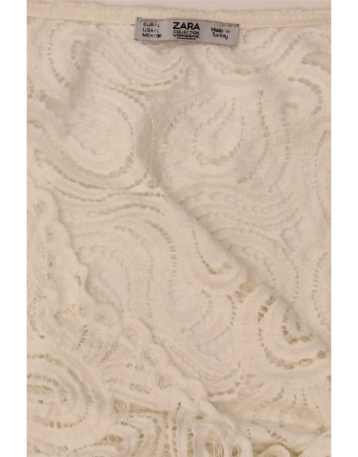 Top cu dantelă Zara pentru femei UK 16 Large White