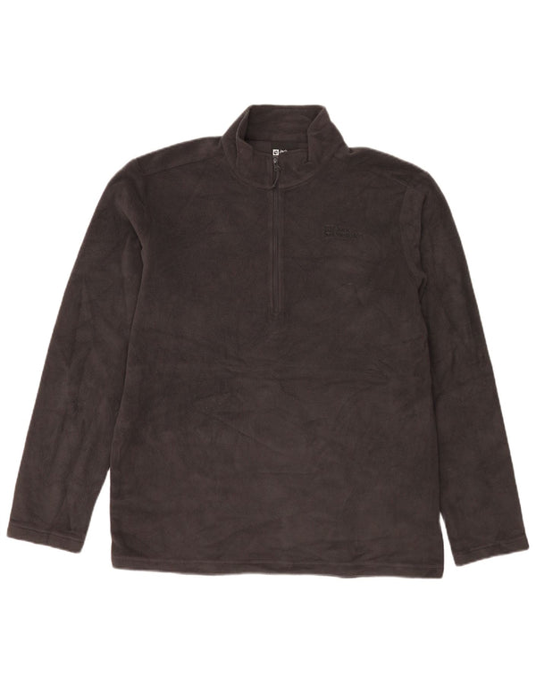 Pulover pentru bărbați Jack Wolfskin, cu fermoar și gât, din lână UK 42, mare, gri, poliester