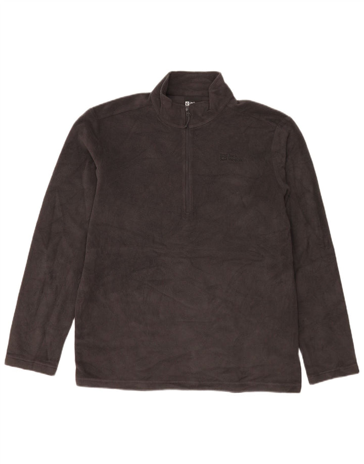 Pulover pentru bărbați Jack Wolfskin, cu fermoar și gât, din lână UK 42, mare, gri, poliester
