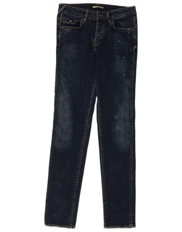 Blugi slim pentru bărbați Gas Slim Distressed W29 L34 Bumbac bleumarin