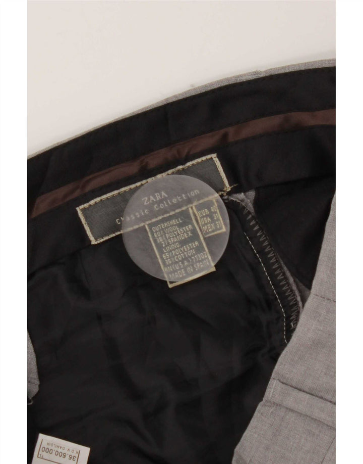 Pantaloni de costum drepți pentru bărbați Zara EU 40 Mediu L31 L31 Lână gri