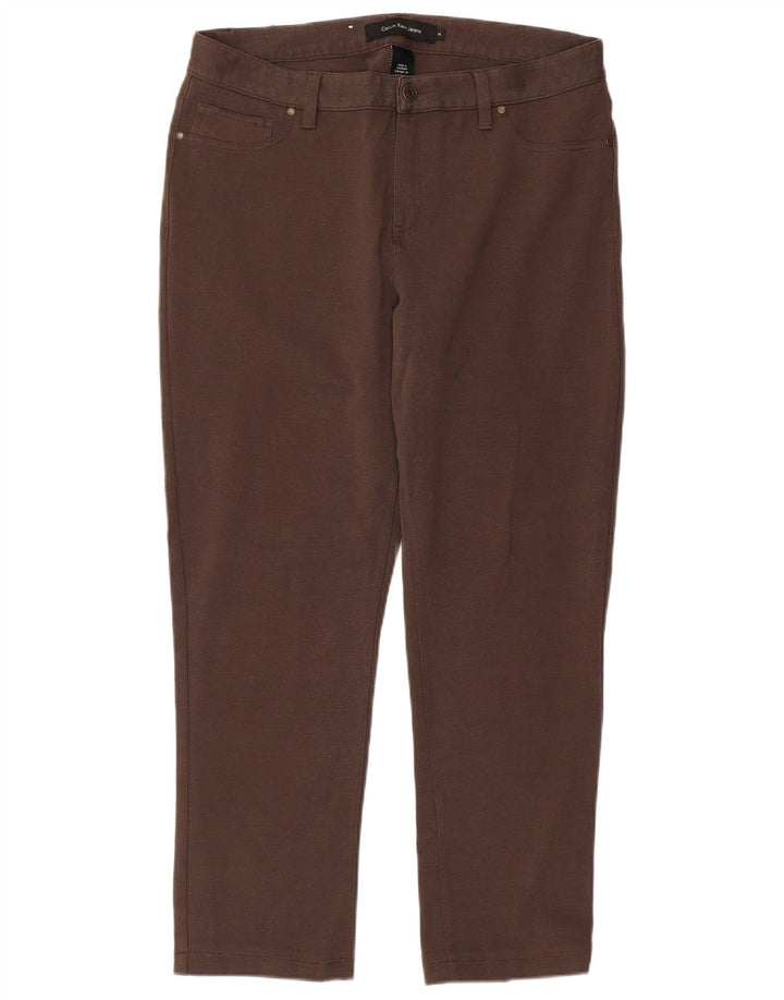 Pantaloni casual drepti CALVIN KLEIN pentru femei US 14 XL W36 L27 maro bumbac