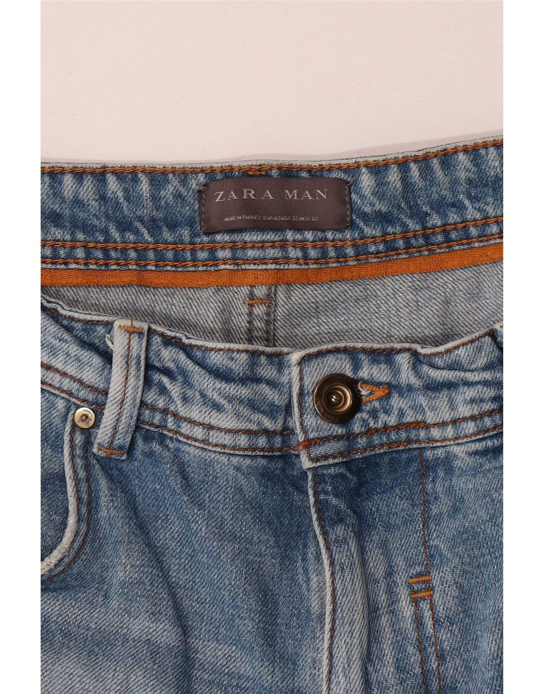 Pantaloni scurți din denim învechit pentru bărbați Zara EU 42 Large W32 Blue