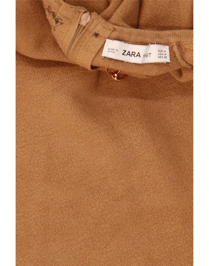 Top crop cu mânecă scurtă pentru femei Zara UK 12 maro mediu