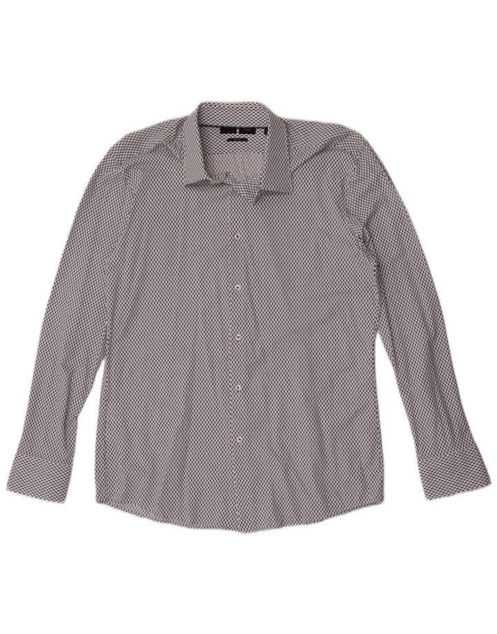 Cămașă pentru bărbați Hugo Boss Slim Fit Mărimea 41 16 Poliamidă geometrică albastră mare