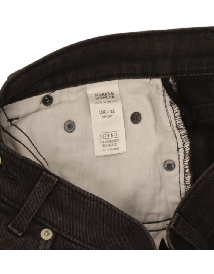 Blugi drepti tăiați pentru femei Marks & Spencer UK 12 Medium W28 L25 Negri