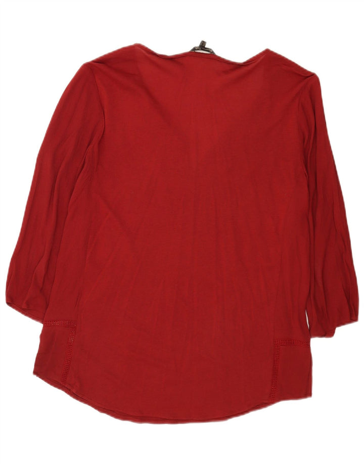 Top cu tunică cu mâneci 3/4 pentru femei Massimo Dutti, UK 14, viscoză medie burgundă