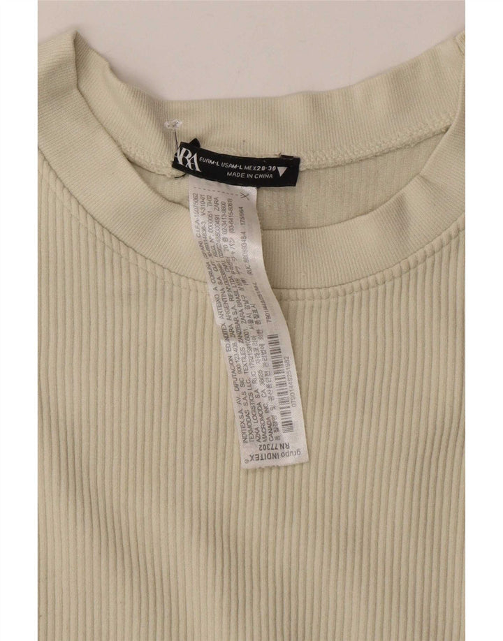 Tricou pentru femei Zara Crop Top UK 12 Medium Off White Nylon
