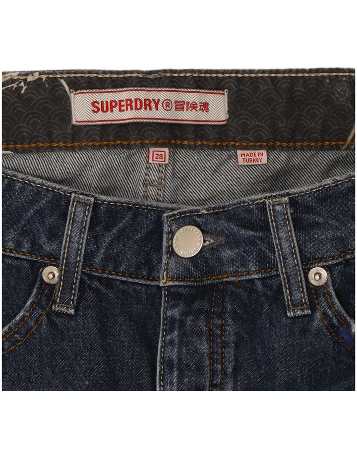 Pantaloni scurți din blugi pentru femei Superdry W28, bumbac bleumarin mediu
