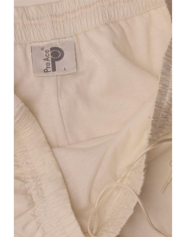 Pantaloni de trening pentru bărbați Pro Ace Joggeri mari, alb, din poliamidă color bloc